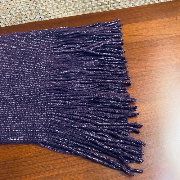 NWOT Extra Long Purple Haze Ombré Acrylic & Silver Metallic Scarf - Picture 8 of 11